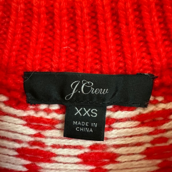 J. Crew Fair Isle Cerise Red Merino Wool Chunky Sweater XXS - Picture 4 of 7